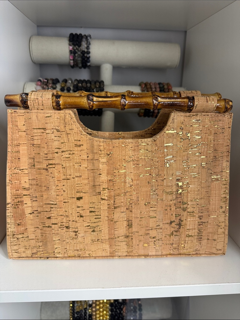 Natural Cork clutch with Bamboo Handle - Neutral